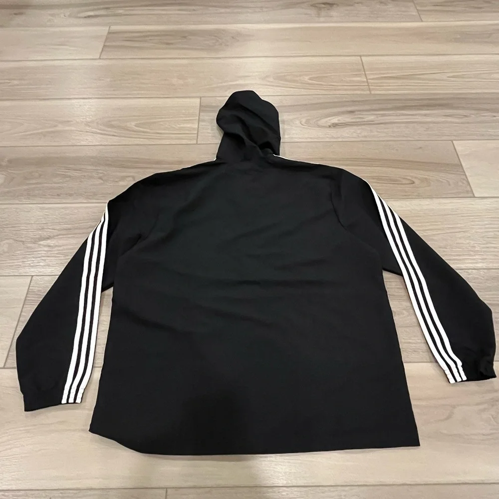 Adidas Essentials 3-Stripes Woven Windbreaker Track Jacket - Black - XL NWT